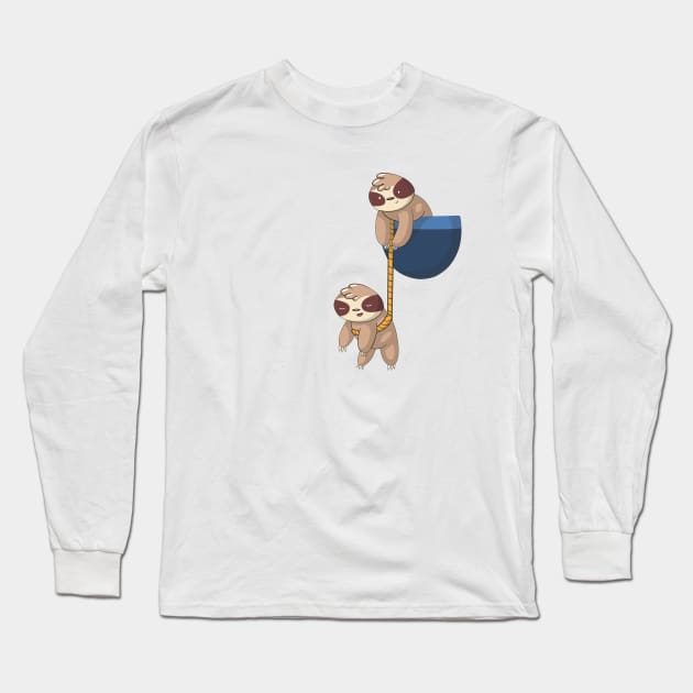 Hanging Pocket Sloth Long Sleeve T-Shirt by LR_Collections